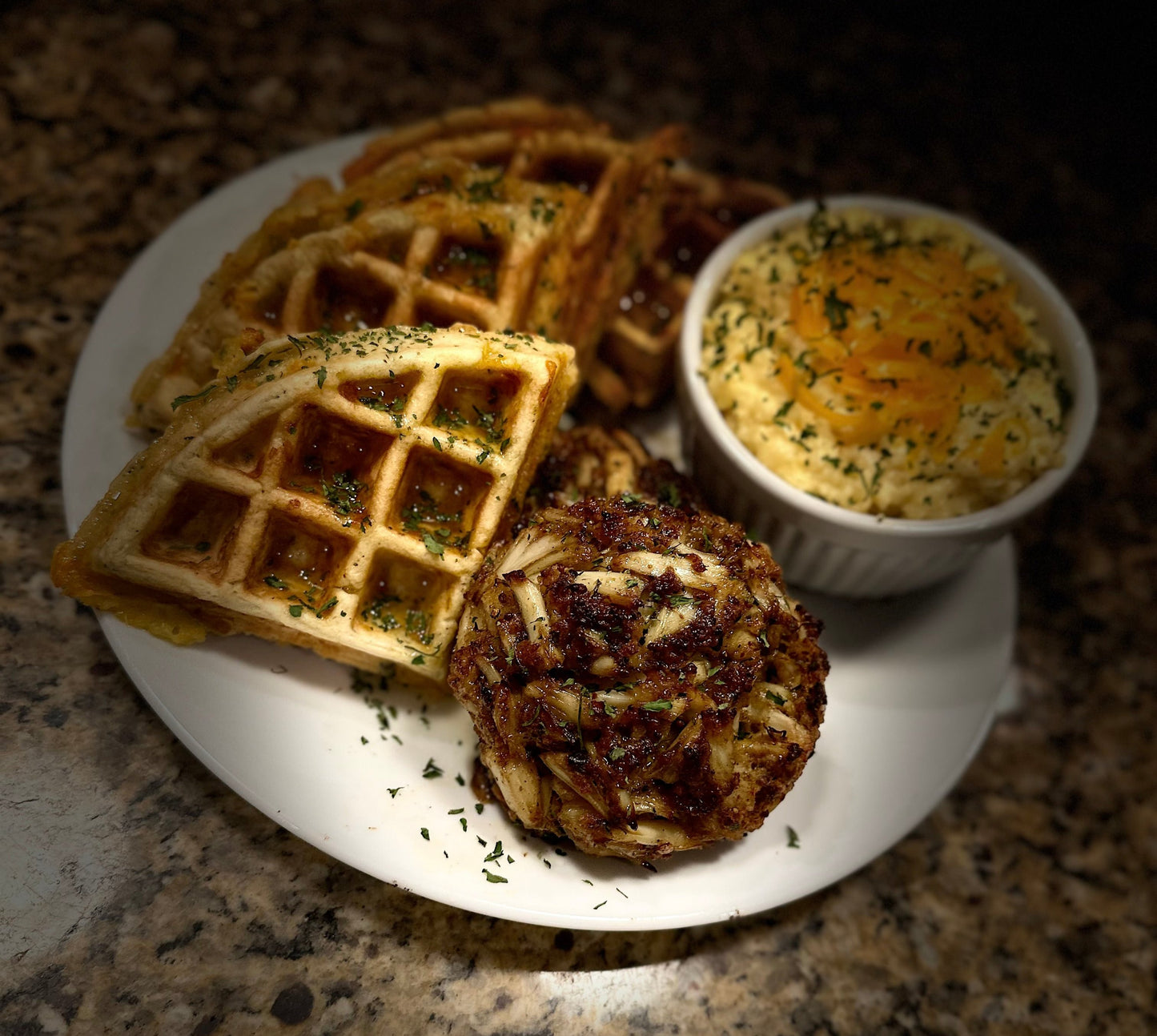 Homemade Cheddar Bay Waffels & Crab Cakes Recipe